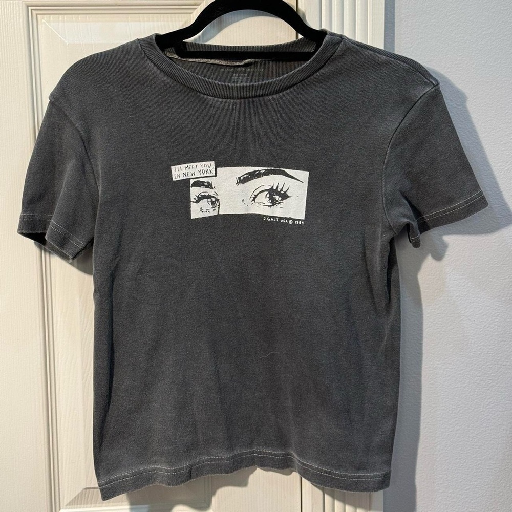 Rare Brandy Melville dark gray/ charcoal I'll Meet You In New York graphic tee